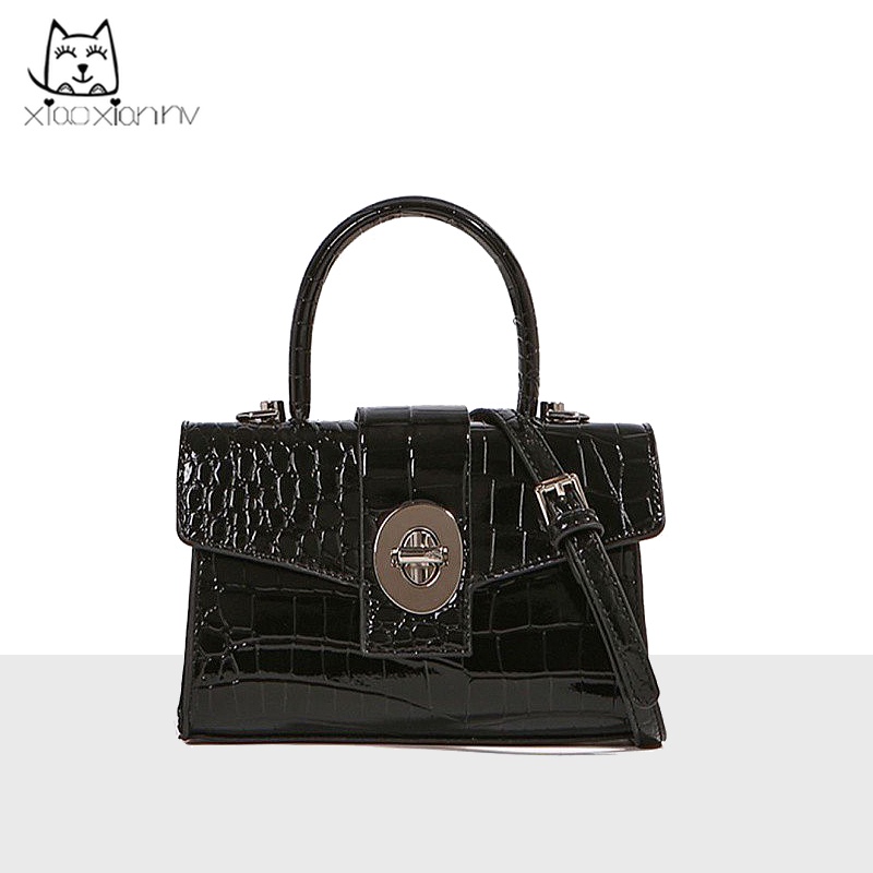 Túi Đeo Chéo Vai Hình Vuông Nhỏ Vân Da Cá Sấu Có Khóa Chất Lượng Cao 2022 Mới Cho Nữ