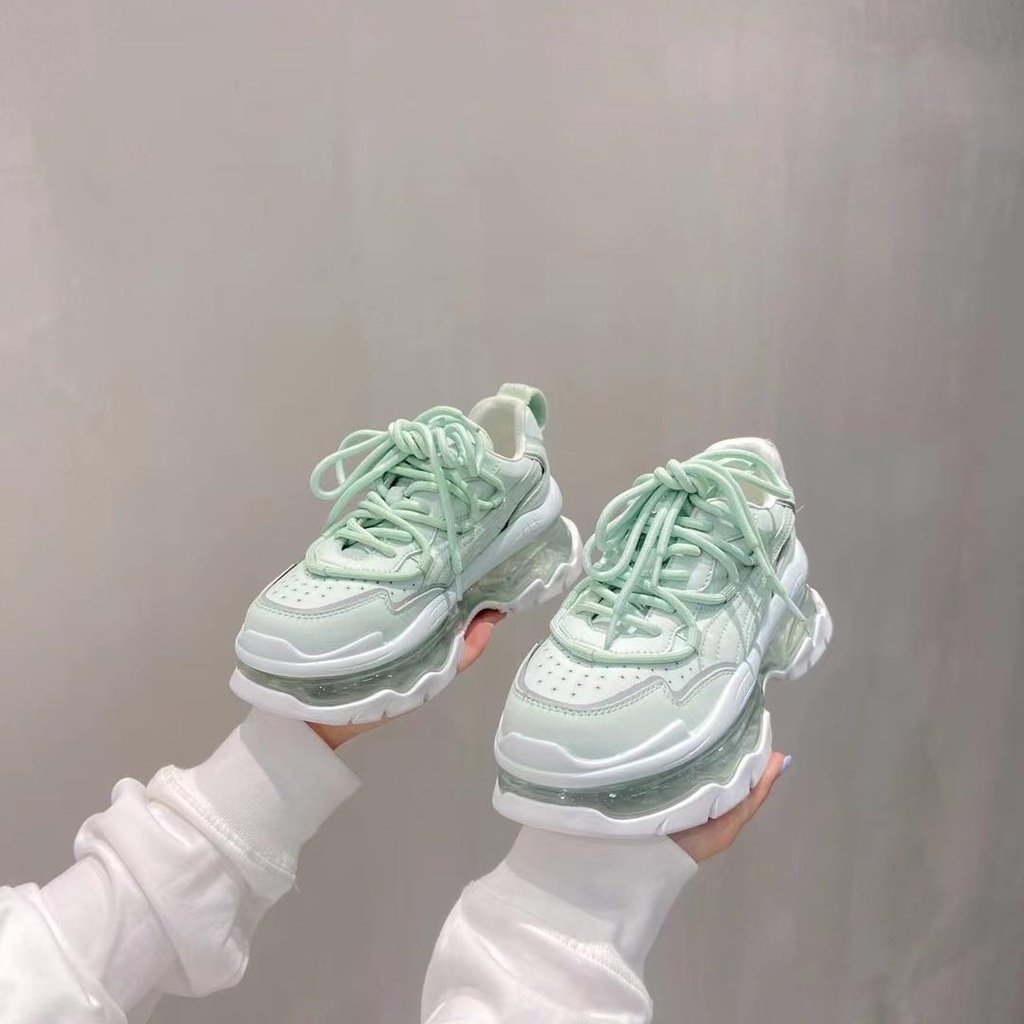 Giày Thể Thao Da Độn Đế Dày Tăng Chiều Cao Phong Cách Châu Âu Thời Trang Mùa Xuân Cho Nữ 2022