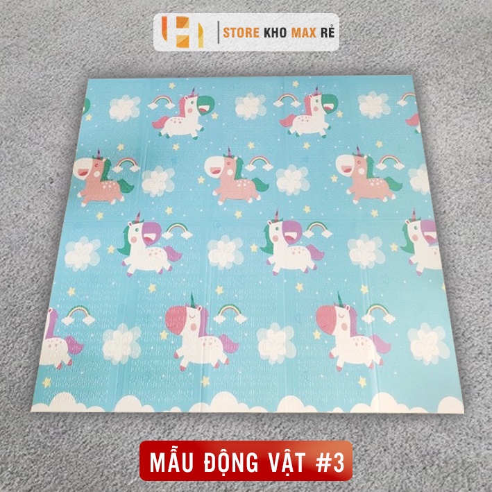 Thảm Xốp Cho Bé Gấp Gọn, Tấm Lót Trải Sàn 2 Mặt Chống Thấm, Chống Trơn Hàn Quốc Phủ Silicon 1M8 x 2M