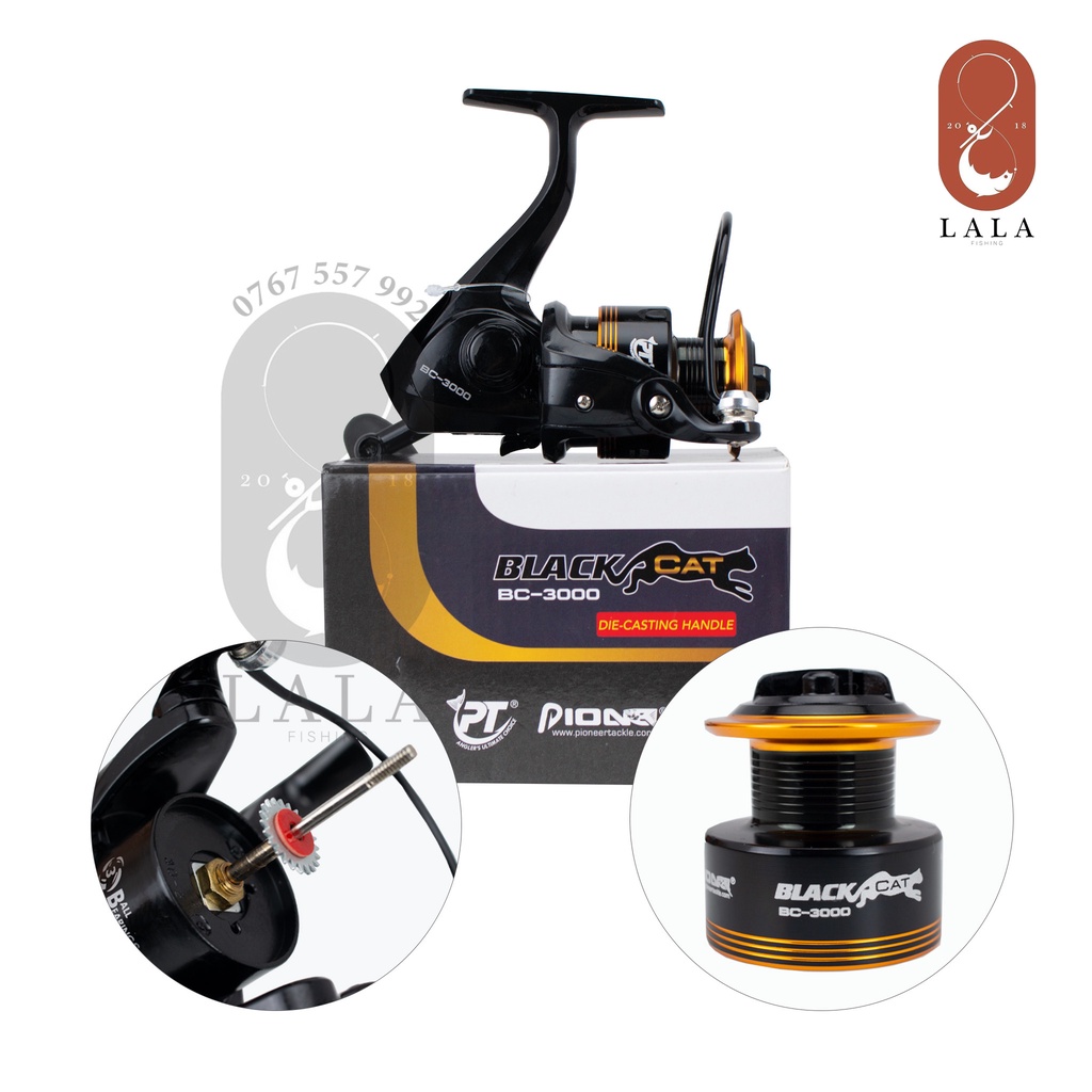 Combo Cần câu máy Shimano BigFish đủ size và Máy câu Pioneer Black Cat BC-3000 giá siêu hạt dẻ