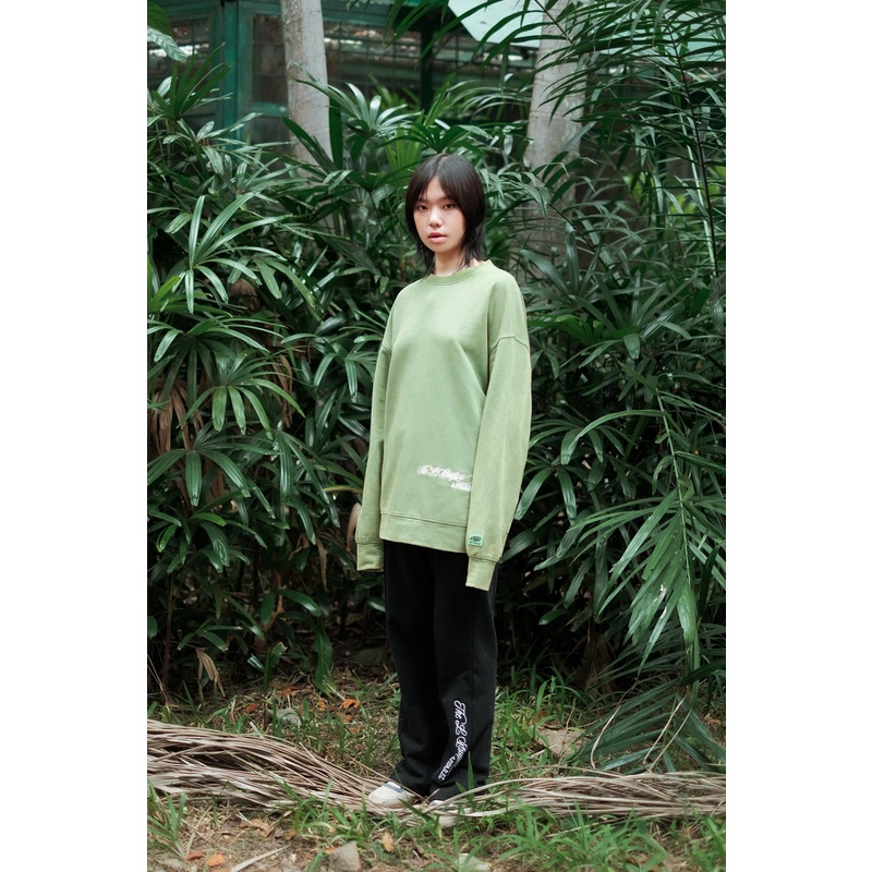 THELSTUDIOS - Áo Sweater Nỉ Wash thêu logo Basic