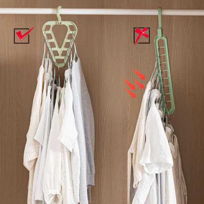Móc Treo Quần Áo Xoay 360 Độ°Móc Treo Đồ Hình Tam Giác 9 Lỗ Xoay Được Tiết Kiệm Không Gian Tủ Quần Áo