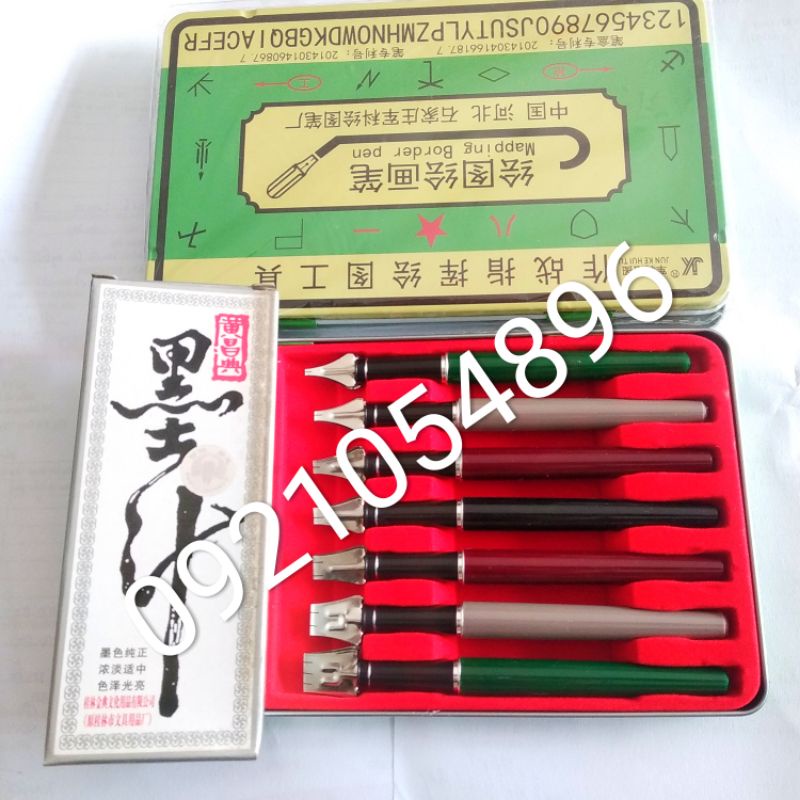 Hộp bút vẽ tham mưu, Bút vẽ kĩ thuật, bản đồ 2-3-4-5-7-9-11mm, Thước chỉ huy, vẽ tham mưu, Thước đo tỉ lệ
