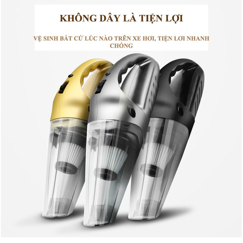 Máy Hút Bụi Xách Tay Sạc Pin Công Suất Mạnh Dùng Cho Xe Hơi