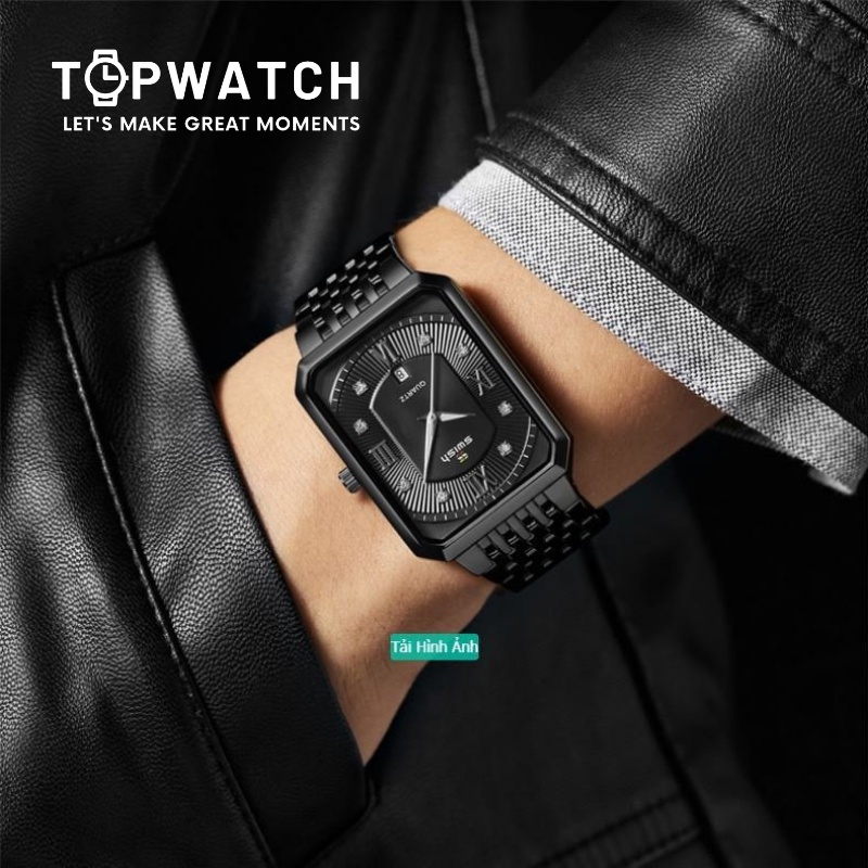 ĐỒNG HỒ NAM MẶT VUÔNG SWISH TOPWATCH CHÍNH HÃNG PHONG THÁI CHUẨN DOANH NHÂN, LỊCH LÃM
