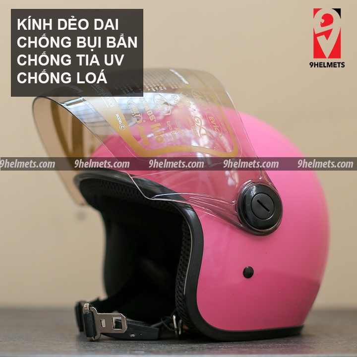 Nón bảo hiểm 3/4 có kính - Asia MT124K -Hồng Bóng