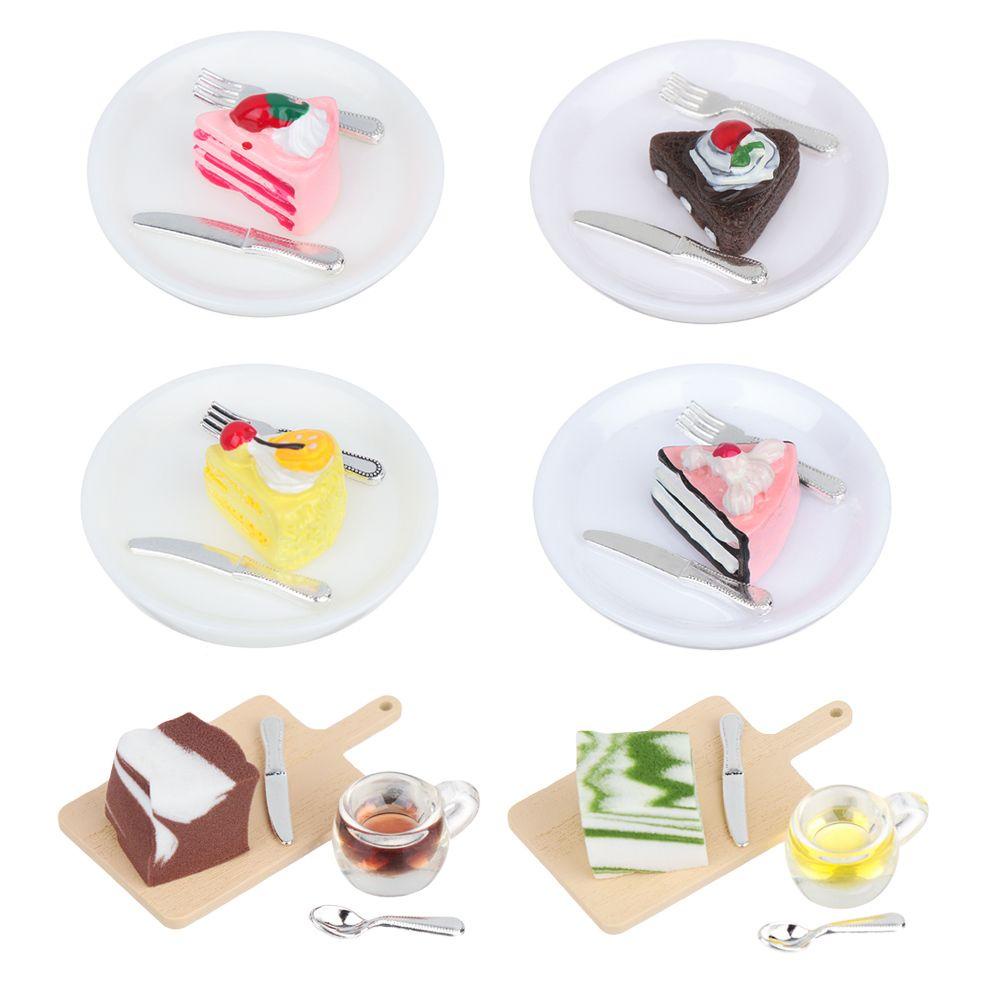 1 Bộ Mô Hình Bánh Kem Có Khay Trà Chiều Thu Nhỏ Dành Cho Nhà Búp Bê