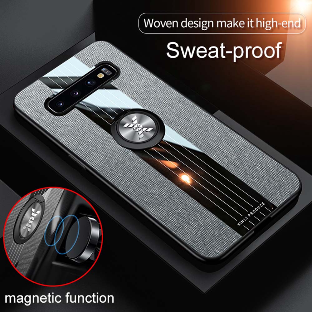 Ốp Điện Thoại Silicon Dẻo Bề Mặt Vải Có Khuyên Nam Châm Gắn Xe Hơi Samsung Galaxy Note 10 Plus 8 10 9 20 20 Ultra