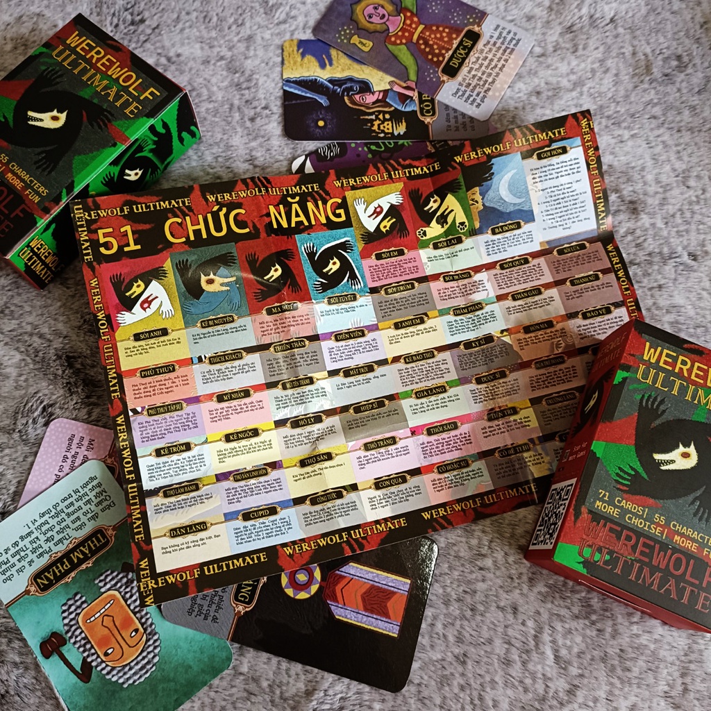 Bộ Bài Ma Sói Ultimate Việt Hóa 70 lá- Boargame Ma Sói Tối Thượng đầy đủ chức năng