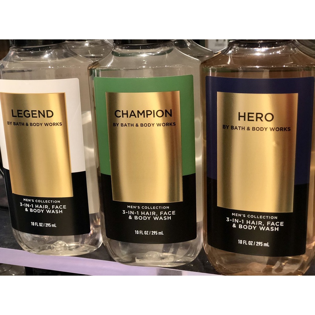 ♛ For Men |  Gel Tắm 3-in-1 Lưu Hương Cho Nam Bath &amp; Body Works Hair Face Body Wash - HERO | LEGEND | CHAMPION | OASIS