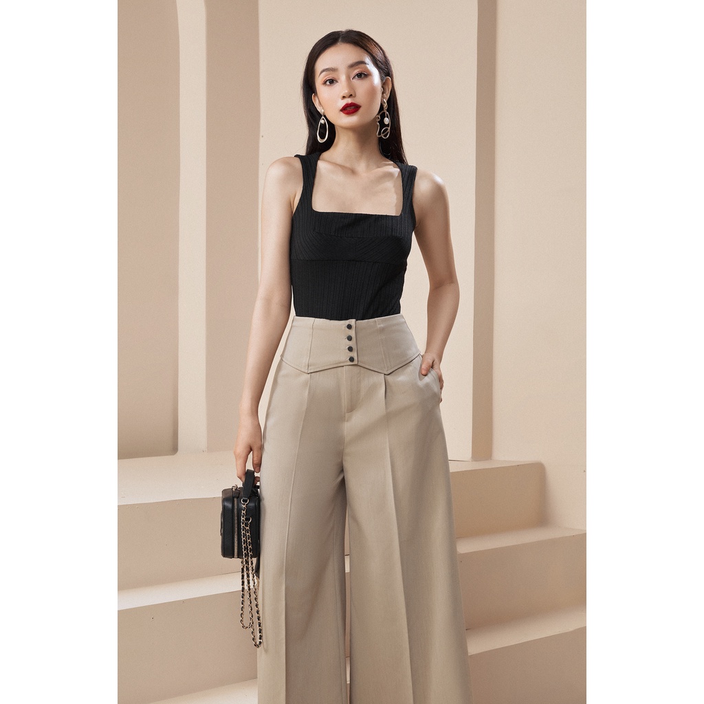 EVERLUXE - Áo 2 dây cổ vuông bodysuit thun len