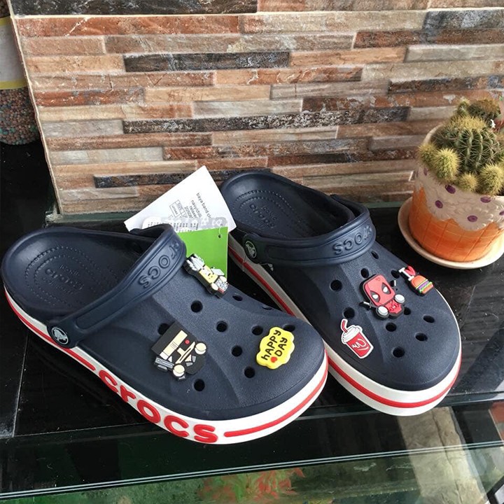 Dép sục Cross nam nữ, croos cá baya màu xanh than full size 35 đến 44, tặng sticker gài dép kèm hộp