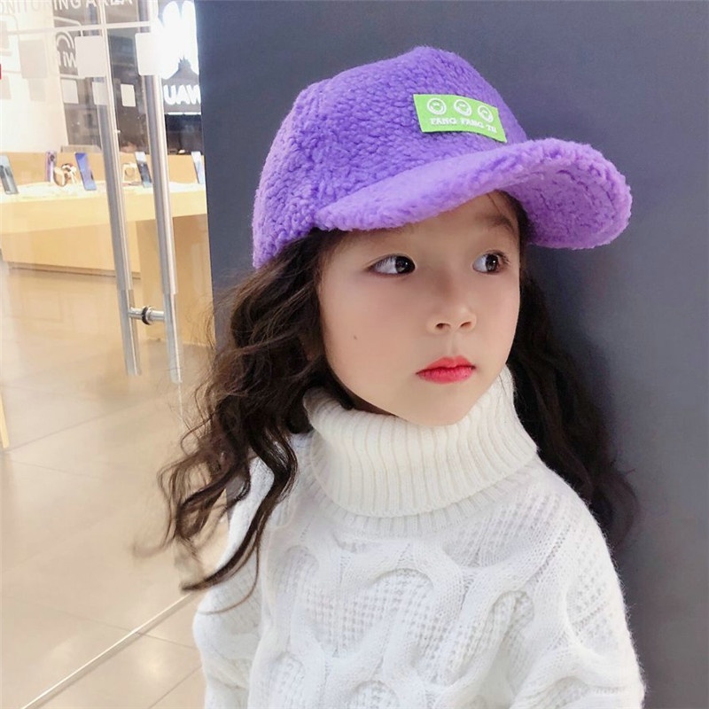 Mũ nón lưỡi chai lông cừu cho bé phong cách hàn quốc dành cho bé có vòng đầu dưới 53 cm