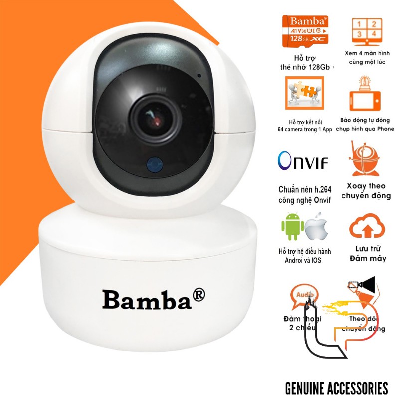 CAMERA WIFI KHÔNG DÂY BAMBA B8 - CAMERA IP BAMBA B8 2.0 KHÔNG DÂY