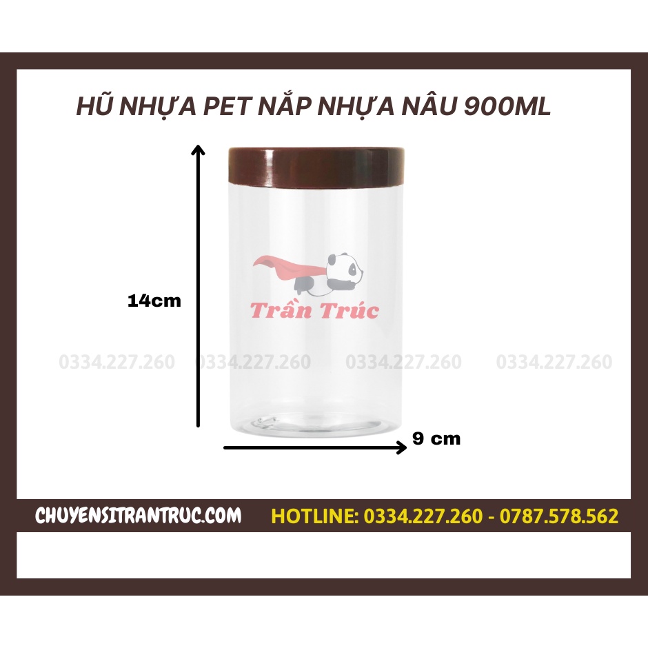 [GIÁ XƯỞNG] Hủ Nhựa Pet Nắp Nhựa Nâu Chất Lượng Size 250ml đến 1500ml