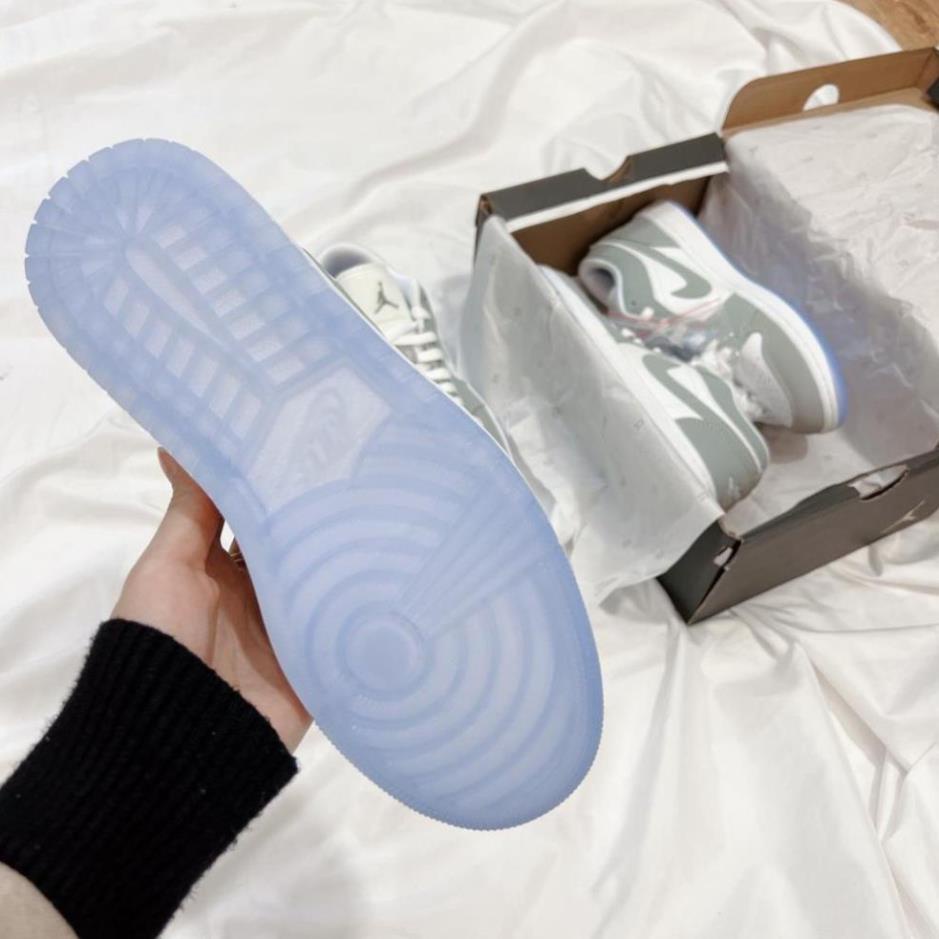 Giày Jordan cổ thấp, Jordan xám trắng, Giày Jordan 1 low wolf grey bản đẹp full box bil