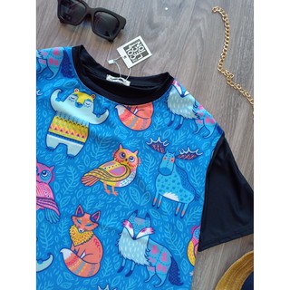 áo thun bigsize unisex[cáo xanh] KY99