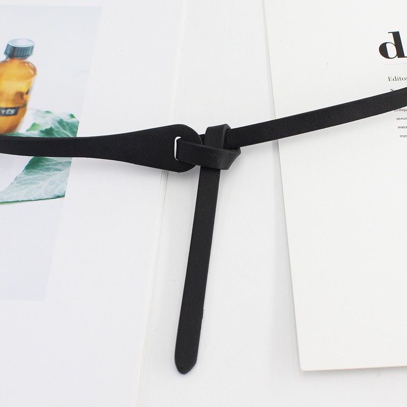 Đai váy belt áo da bản nhỏ 1cm xinh xắn kiểu dáng thắt nút mới cá tính