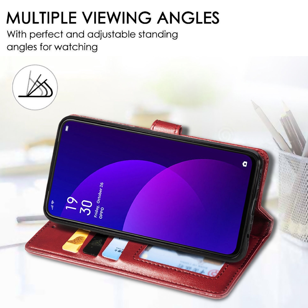 Bao Da pu Điện Thoại Nắp Lật Kèm Ngăn Đựng Thẻ Khóa Nam Châm Cho oppo f11 pro oppof11 f 11 pro f11pro Đứng