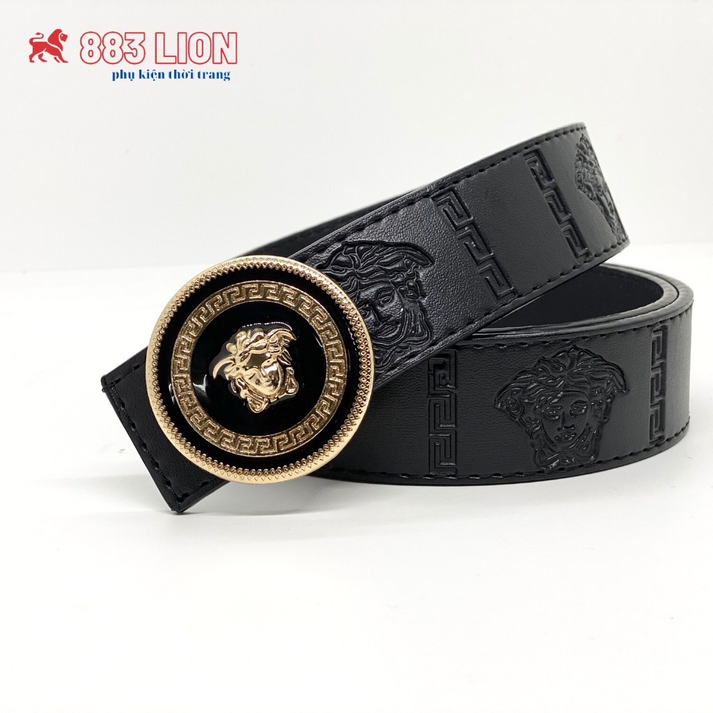 Thắt Lưng Nam - Dây Nịt Nam Mặt Versace Da Tổng Hợp PVC Màu Đen Bền Đẹp Mẫu Mới 2021