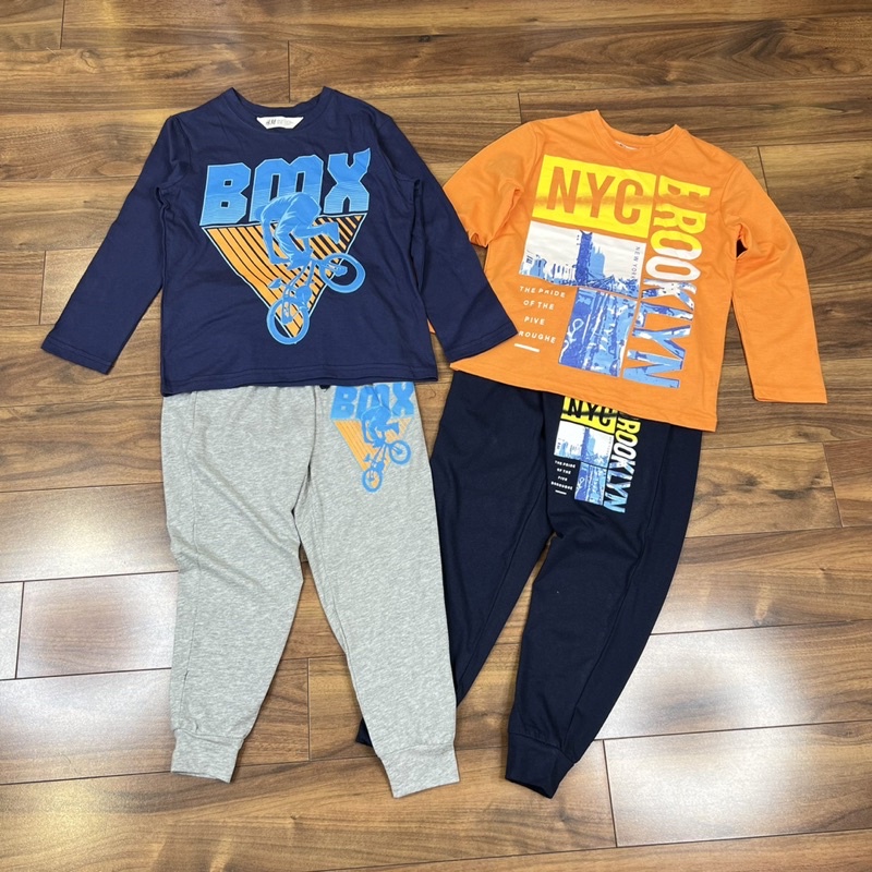 Bộ dài tay bé trai cotton xuất dư size 18-42kg - Bộ quần áo thu đông bé trai