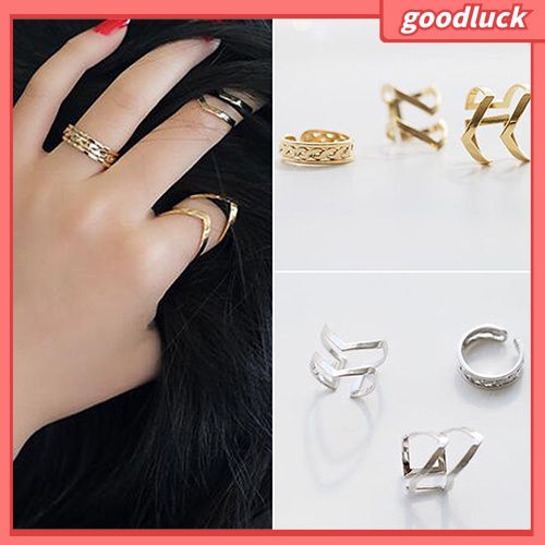 Bộ 3 nhẫn hở hình mũi tên rỗng thời trang cho nữ
