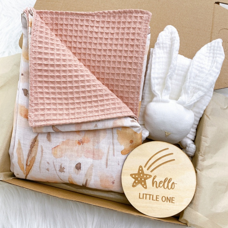 Haha Bộ Chăn Cotton In Họa Tiết Đánh Dấu Cột Mốc Dành Cho Bé Sơ Sinh