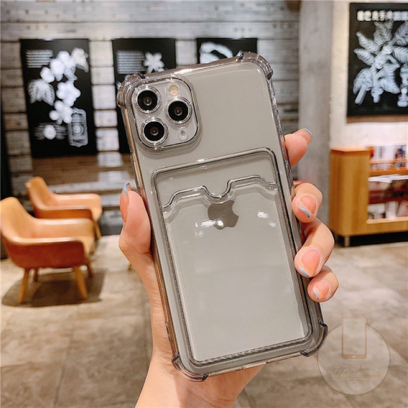 Ốp điện thoại TPU mềm chống sốc có ngăn đựng thẻ dành cho iPhone 12 pro 11pro max xr xs max 8 7plus