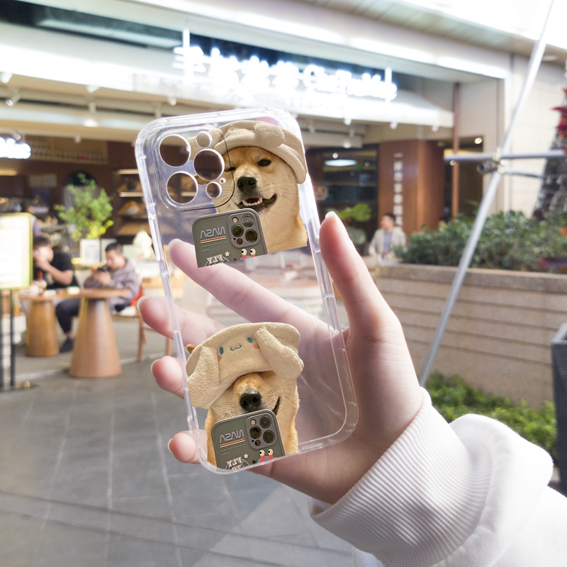Ốp lưng iphone Ốp lưng điện thoại trong suốt chó tự sướng thích hợp cho IPHONE 13 11PRO MAX XS XR XSMAX 6 6S 7 8 PLUS 12 13 PRO MAX