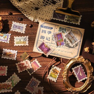 Set sticker retro dạng tem theo chủ đề