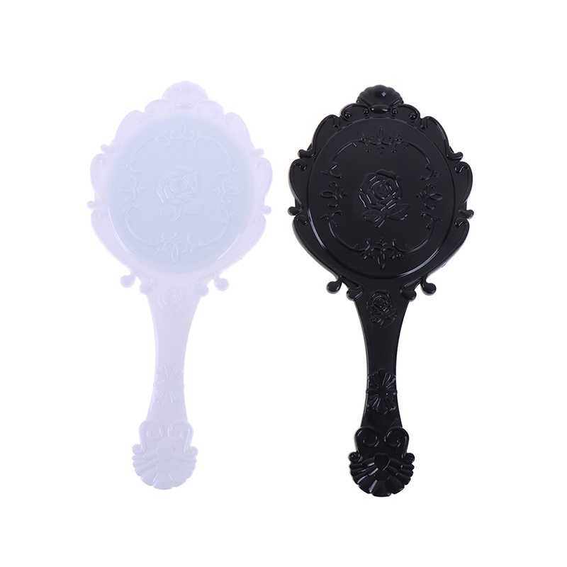 (Hàng Mới) Gương Trang Điểm Cầm Tay Họa Tiết Hoa Cổ Điển