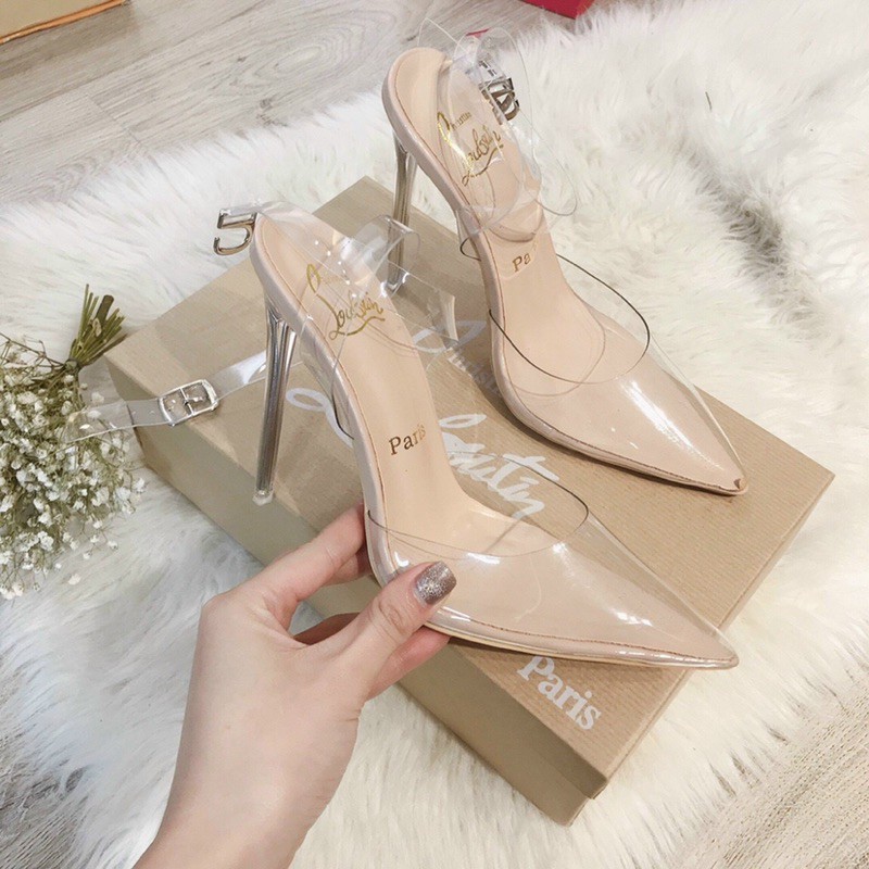 (sẵn) dép sandal quai trong gót đũa thời trang fullbox hàng qc 1204