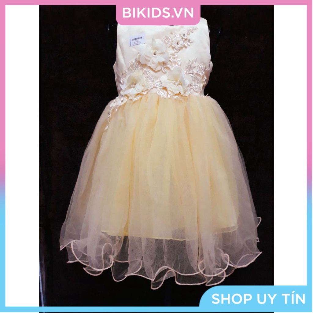 Váy công chúa đính hoa ngực bé gái 1-6t