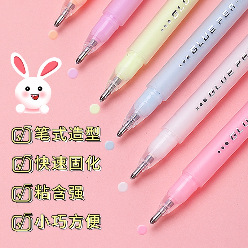 Peach Solid Glue Stick Pen Shape Candy Color Quick-drying High Viscosity Creative Students Stationery