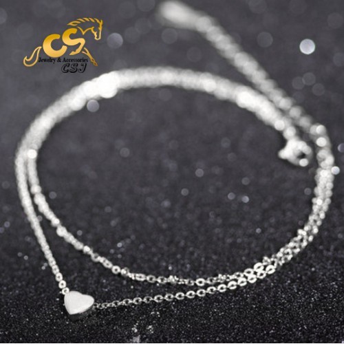 Lắc chân titatium 2 tầng trái tim không đen BH410