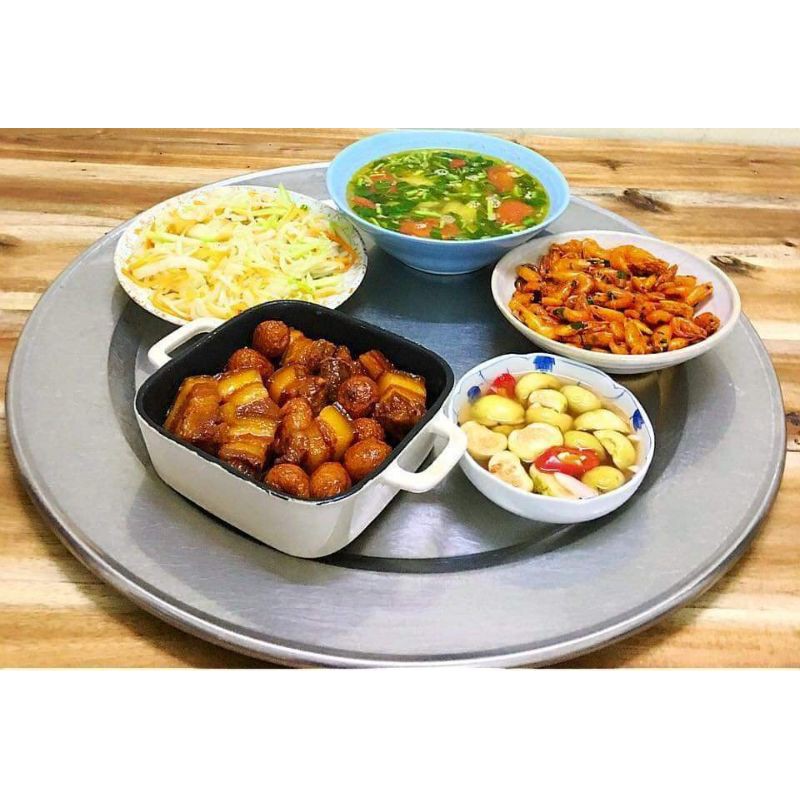 Mâm ăn cơm nhôm 53cm trắng sáng bóng hàng loại 1 700g 600g gia đình cao cấp đẹp cứng cáp dày dặn