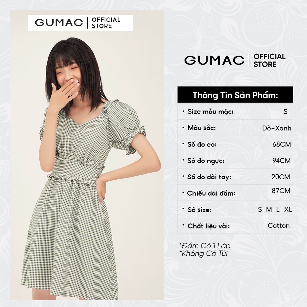 Đầm xòe nữ họa tiết caro bản eo GUMAC đủ màu đủ size, năng động, trẻ trung DB341 | BigBuy360 - bigbuy360.vn