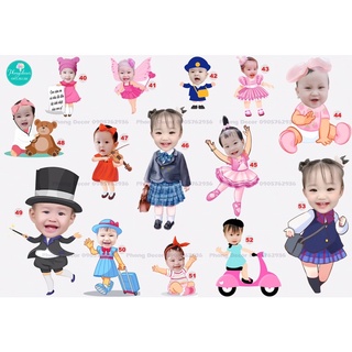 Thiết kế chibi sinh nhật, trang trí sinh nhật bé gái