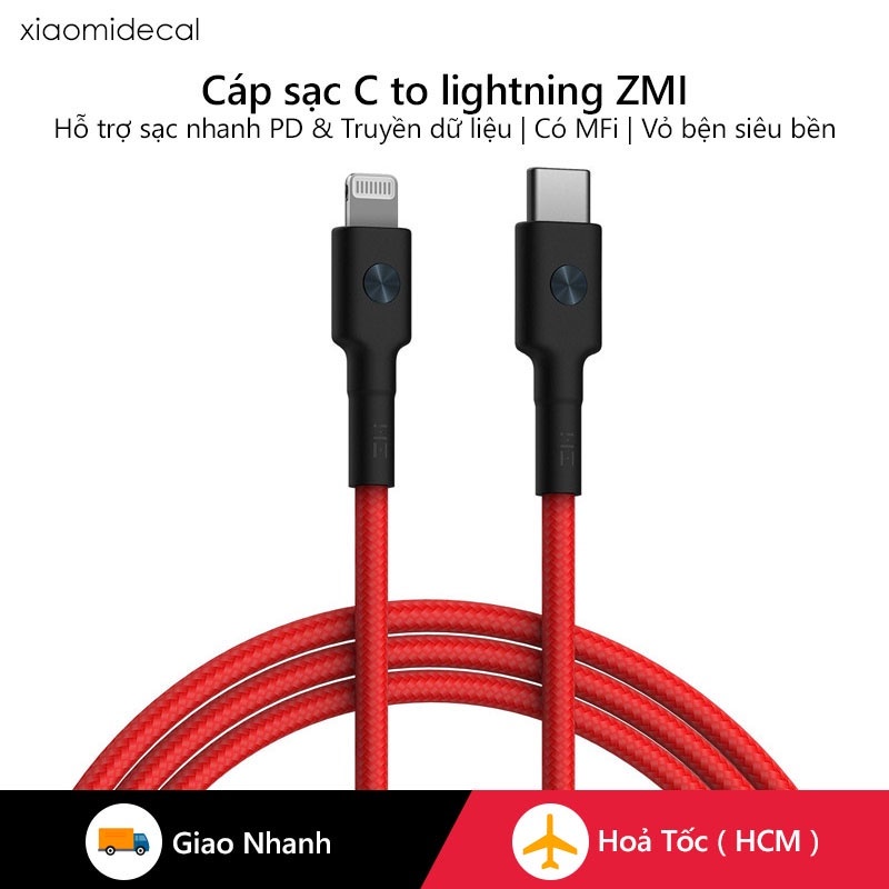 Cáp sạc nhanh PD USB - C to Lightning siêu bền ZMI, Chứng nhận MFi (1m/1.5m)