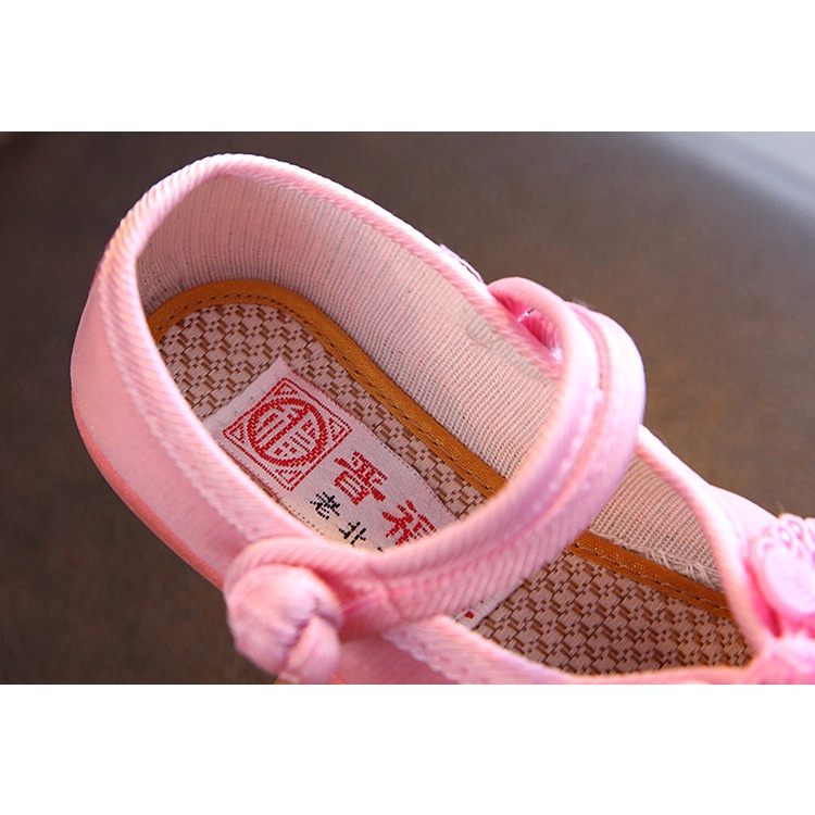 Giẩy Búp Bê Vải Thêu Hoa Xinh Xắn Cho Bé Gái (Từ 2 đến 10 Tuổi)
