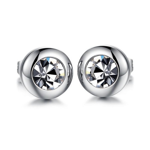 Bông Tai Nam Nữ 1 Viên Đá Nhân Tạo Titan Ko Đen TT 2221