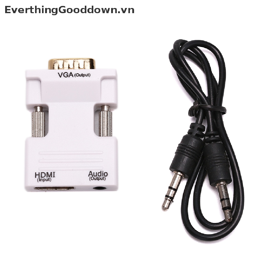 EverthingGooddown VGA To HDMI Adapter Full HD 1080P Audio Video Converter Laptop PC To TV AV HDTV vn