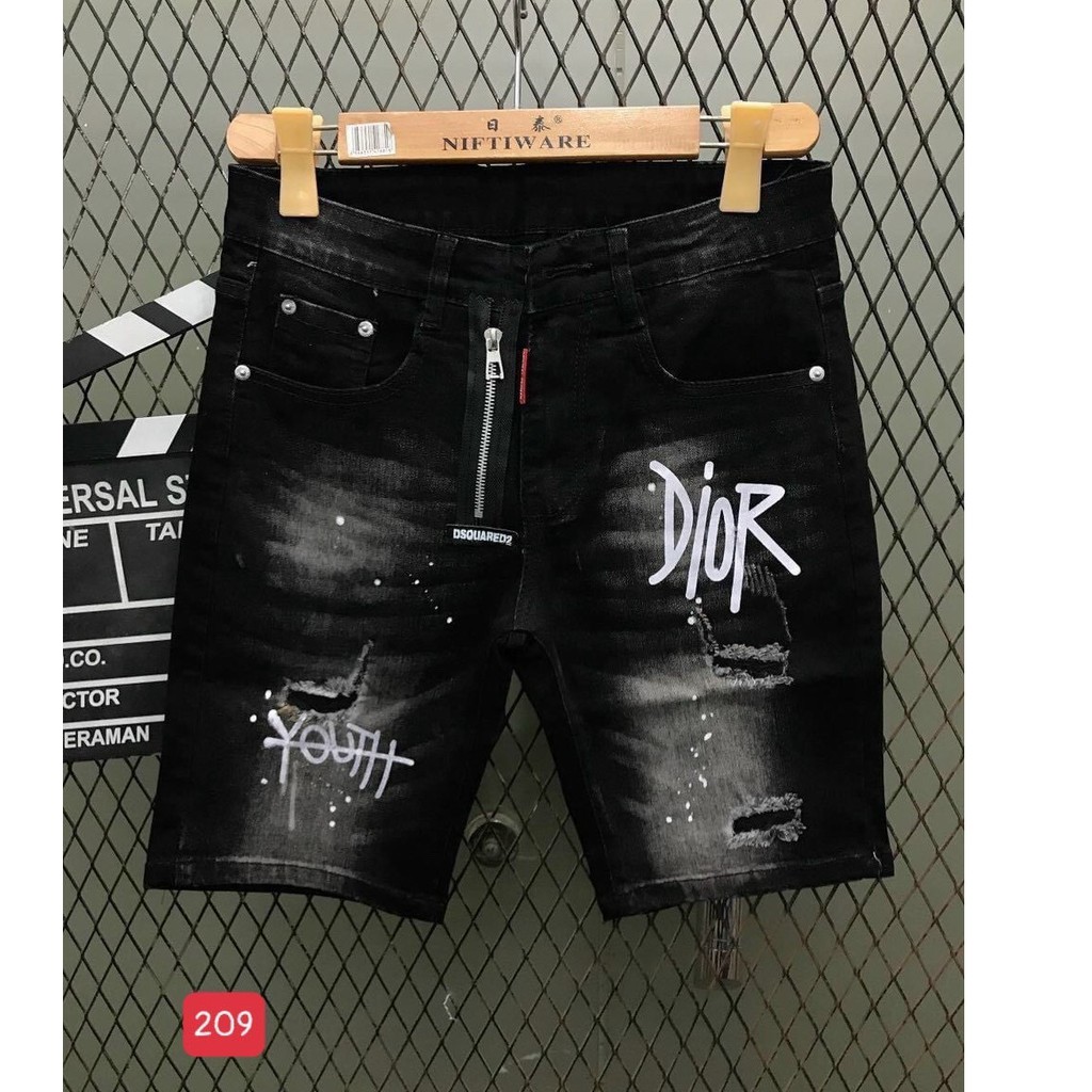 Quần short jean nam chất bò co giãn, màu đen rách thời trang LUTY SHOP ms209