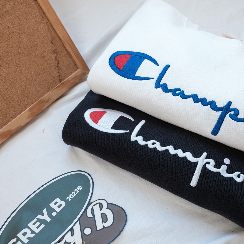 Áo Nỉ Champion Biglogo Sweater GREYB Unisex Phong Cách Hàn Quốc