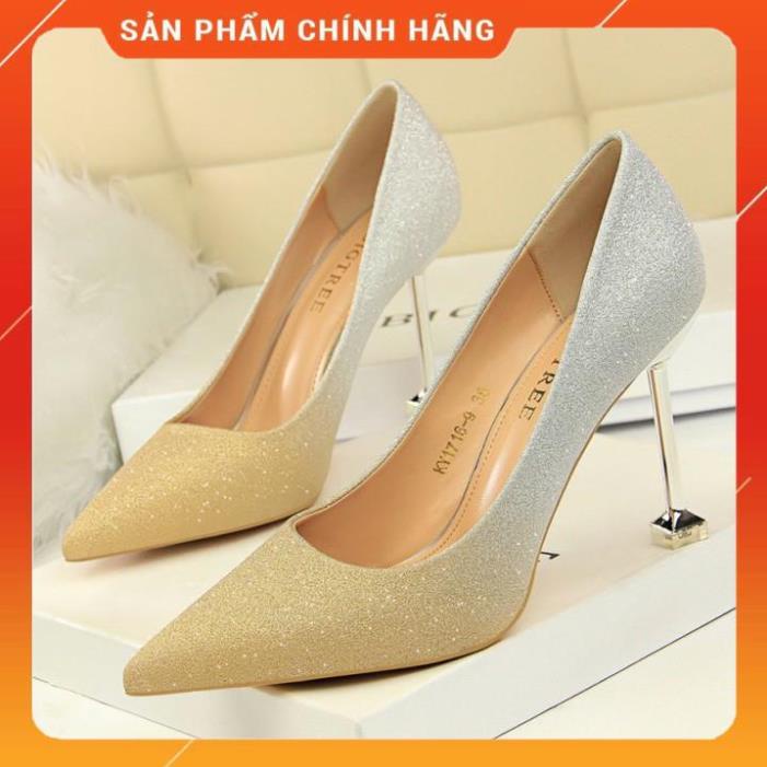 1716-9 GIÀY CAO GÓT BIGTREE KIM TUYẾN ĐỔI MÀU ĐẾ VUÔNG CHÍNH HÃNG-HÀNG CÓ SẴN