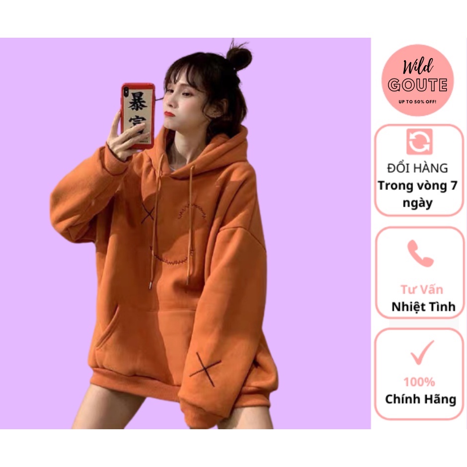 Áo Hoodie Cam Mắt X Cười Chất Liệu Nỉ Cotton Dày Dặn Wild.Goute SP000819 | BigBuy360 - bigbuy360.vn