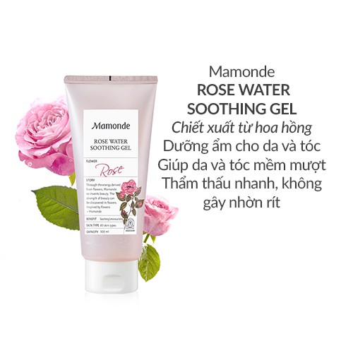 [Mã FMCGMALL -8% đơn 250K] Gel dưỡng ẩm đa năng cho da và tóc Mamonde Rose Water Soothing Gel 300ml | BigBuy360 - bigbuy360.vn