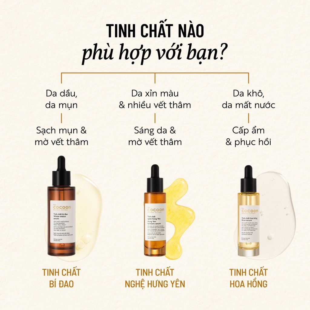 Tinh chất Cocoon:Serum nghệ &amp;  bí đao &amp; hoa hồng 30ml / 70ml, Berry Shop