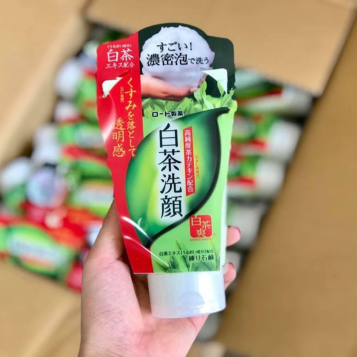 Sữa Rửa Mặt TRÀ XANH - Giảm Mụn, Trắng Da Chiết Xuất Trà Xanh Rohto Shirochasou Green Tea Foam Nhật Bản