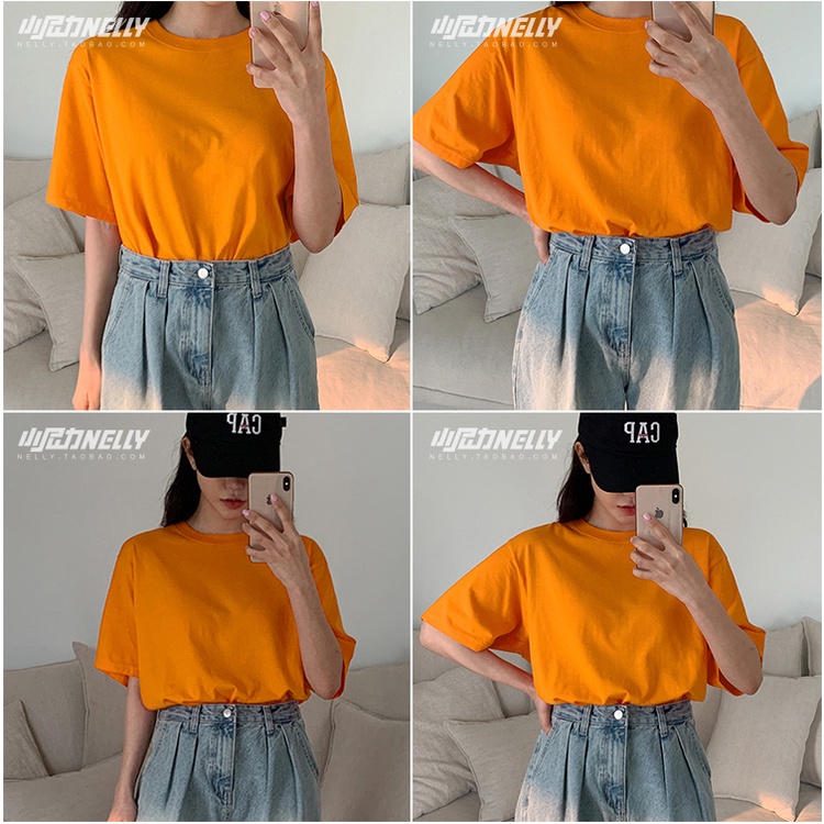 Áo phông Nelly Heybig ngắn tay trơn màu cam